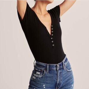 Abercrombie & Fitch Black Bodysuit Size Medium